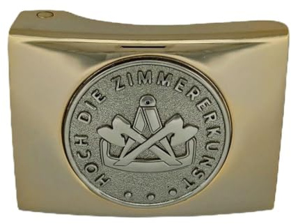 GravurManufakturBerlin Koppelschnalle Zimmererkunst Zimmermann Handwerk Zunftzeichen Meister, Meisterschüler, Geselle, Lehrling, Alt-Meister Koppelschloss