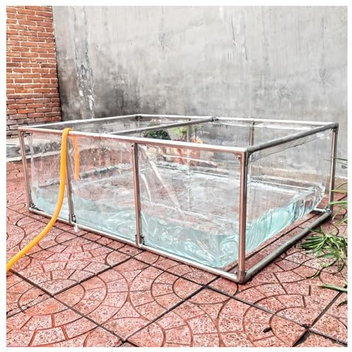 Zfmnoyev Bassin À Koï Extérieur avec Cadre en PVC, Aquarium De Jardin avec Panneau Transparent, Réservoir d'eau Temporaire Hors Sol avec Cadre en Acier Et Vanne De Vidange(1x1x0.6 m)