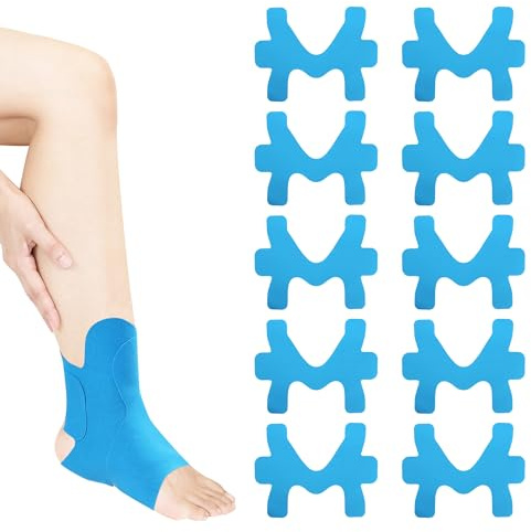 Caldamn Precut Kinesiotapes für Knöchel 10 Stück Atmungsaktiv Kinesiotapes Tape Vorgeschnitten Sprunggelenk Tape mit Perfektem Trage Komfort Sprunggelenk Kinesiologie Tape Knöchelstütze