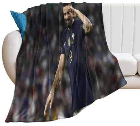 Olivier Giroud – Couverture en molleton douce et légère pour toutes saisons, pour lit, canapé, sofa, décoration d'intérieur, 76,2 x 101,6 cm