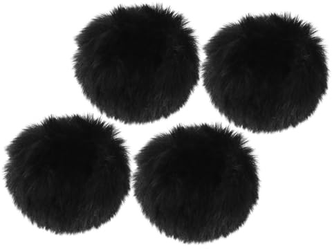 AKOOSY 4 Stück Kleine Schwarze Pompom Broschen Leichte Kunstfell Bommel mit Nadel Vielseitige Dekoration für Kleidung Mützen Taschen und DIY Bastelprojekte