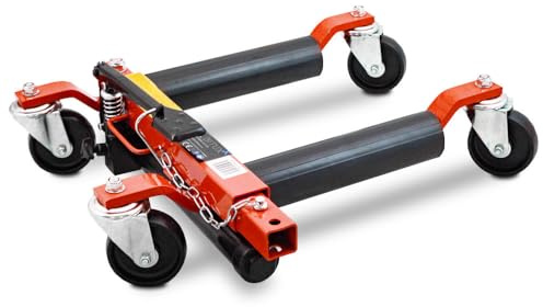 BITUXX PKW Rangierhilfe Rangierheber hydraulisch Wagenheber Auto Rangierroller Rangierheber belastbar bis 680 kg pro Rangierroller Rot
