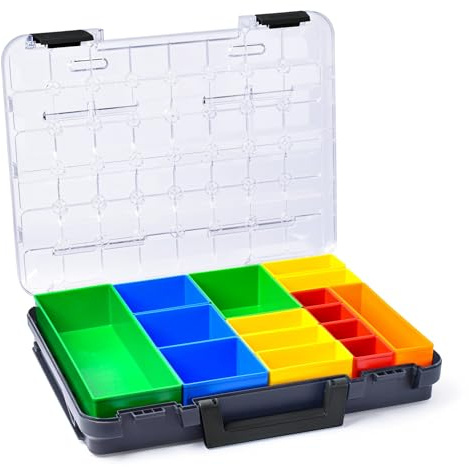 T-BOXX 320 Sortimentskasten Anthrazit mit transparentem Deckel | Inkl. Bosch Insetboxenset T3 | Große Werkzeug Aufbewahrungsbox für Schrauben & Kleinteile - von WFix