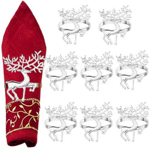 MUNSKT Servilleteros Navidad, 8 Anillos Servilletas para la Mesa en Navidad, Acción de Gracias y Otras Fiestas