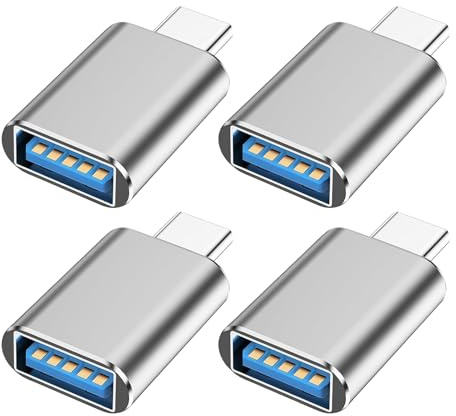 Wemoralix USB C to USB Adapter 4 Pack Type C Male to USB 3.0 Female Converter, USBC to USBAdapter, Compatible with Laptops, Tablets, Phones,Grey