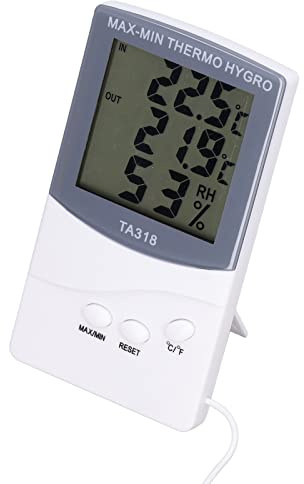 Fockety Termómetro Higrómetro Digital Ajustable con Sonda, Medidor de Temperatura y Humedad para Pared/mesa del Hogar, Uso en Interiores y Exteriores
