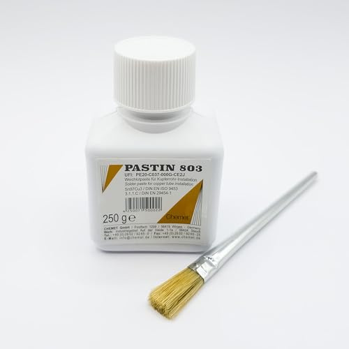 Kaross- och sanitär förtennad pasta på SnCu3-bas för koppar- och stålytor (250 g inkl. gratis borste + 250 g SnZn5Cu3)