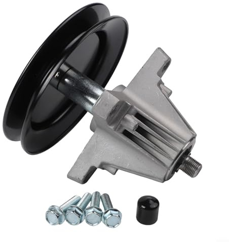 Solaughguy Conjunto de husillo 91804822 para cubierta de cortacésped de tractor de césped, compatible con 918-04822A, 618-04822A y 618-04950, incluye perno roscado y polea, metal