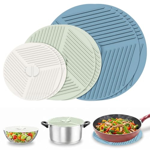6 Pcs Silicone Suction Lids, Reusable Heat Resistant Lids, Silicone Food Fresh Retention Covers for Bowls, Plates, Pots, Skillets, Stove Top, Kitchen Accessories, 5 Sizes