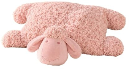 JORCEDI Niedliches Schaf Plüschkissen in Beige, weiches Lamm Kuscheltier in Liegehaltung, süßes Plüschtier Schaf als Sofakissen, Geschenk für Kinder Mädchen und Jungen (Fen,55cm)