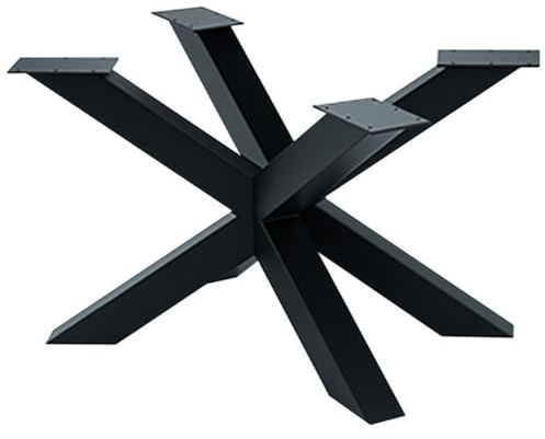 CM Furniture TISCHBEINE Spider Metall Mikado Schwarz Couchtisch Füße Tischuntergestell Zartes Aussehen Tischgestell Höhenverstellbar Outdoor/Haus Tisch-KUFEN Kreuzgestell 43 cm Hoch Anti-Kratz-Pads