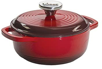 Lodge EC1D43 Enameled Cast Iron Dutch Oven, 1.5-Quart, Red