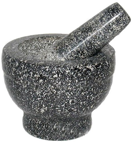 Mortaio con pestello in legno massiccio in pietra di granito Spezie mortaio 14 cm