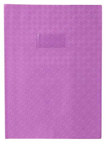 Calligraphe 72216C - Heftumschlag / Heftschoner / Hefthülle Calligraphe mit Feinkörnung & Diamantmotiven DIN A4 21x29,7 cm, Etikettenhalter, aus PVC blickdicht und strapazierfähig, Violett, 1 Stück