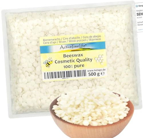 ActiveTimeLife® Bienenwachs Pastillen weiß | Premium | 500 g ideal für Kosmetik Kerzen Cremes Salben Seifen Wachstücher - Nachfüllpack