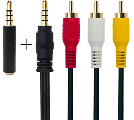 QiCheng&LYS 3RCA Kabel auf av, 3,5 Audio Video Kabel für TV Box / MP3 / PC Kamera mit abgeschirmtem 3,5 mm Vergoldetem Stecker, 3,5 mm auf 3 RCA (3,5 gerade 1 m)