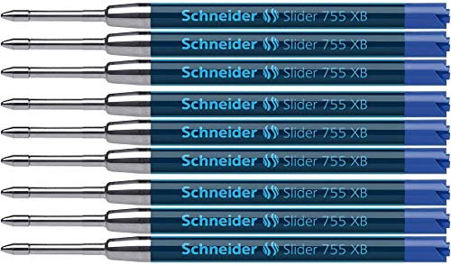 Schneider Slider 755 Kugelschreibermine (ViscoGlide-Technologie, dokumentenecht, XB=Extrabreit) 9er Blisterkarte, blau