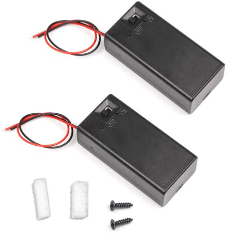 LampVPath (Pack of 2 9v Battery Holder, 9 Volt Battery Holder with Switch, 9v Battery Case with Switch