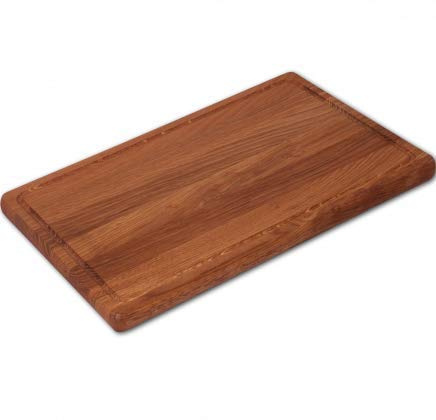 HOFMEISTER® Planche à découper rectangulaire en bois de chêne 45 cm, grande planche à découper avec treillis de jus, tapis de coupe robuste en Europe, facile à découper sur une planche à découper