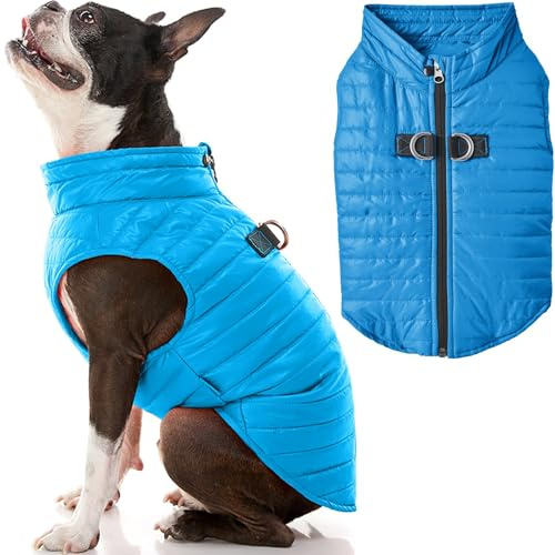 Gooby Puffer Vest Dog Jacket, Blue, Medium