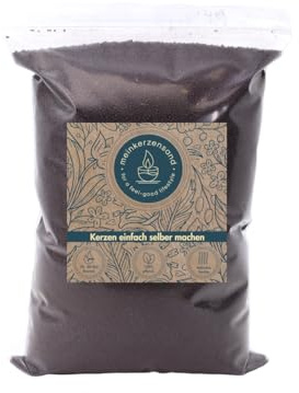 KERZENSAND Wachsgranulat 1000g in verschiedenen Farben (inkl. 4 Dochte) - Kerzenwachsgranulat - Gestalten Sie ihre Kerzen individuell - kreativ - vielseitig - dekorativ (Dunkel Braun)