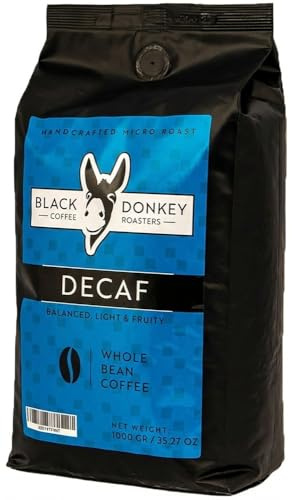 Black Donkey - 1KG Whole Coffee Beans (DECAF) | Medium Roasting | Mild | Well-Balanced | Roasted in Italy | Delicate Low Acidity & Floral Notes | Delightful harmony with smooth persistence