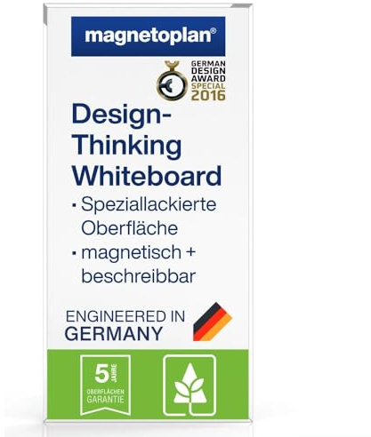 magnetoplan | Design-Thinking-Whiteboard | Stahlblech lackiert | weiß | HxBxT 1800 x 900 x 15 mm