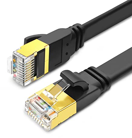 Yauhody Cable Ethernet 5m Cat 8 RJ45 Cable Reseau Plat, 40Gbps 2000MHz-S/FTP-POE, Haut Débit Câble Internet Compatible avec PS5 PS4 TV PC CPL Router Modem Xbox, Plus Rapide que Cat 5/Cat6/Cat7 (Noir)