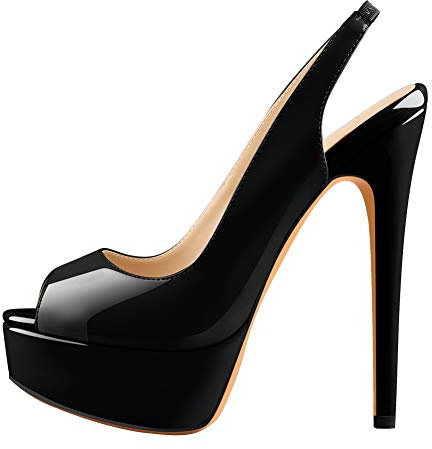Only maker Damen Plateau Sandaletten Peeptoe Slingback High Heels