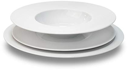 MÉDARD DE NOBLAT - Service vaisselle - Batik - Porcelaine - Lot de 18 assiettes - Blanc