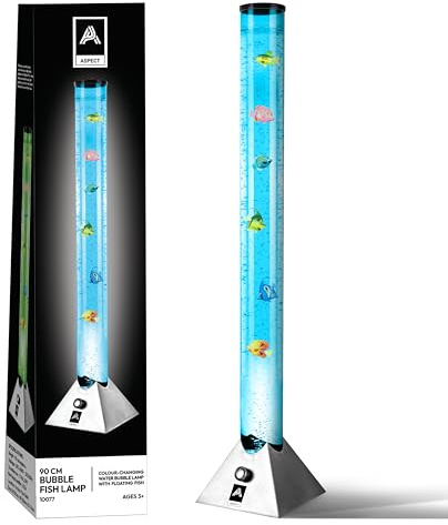 Aspect Sensory Lights Bubble Fish LED Colour Changing LED Light Bubble Fish Mood Lamp with Sturdy Base - Artificial Jelly Fish Sensory Lamp for Home, Christmas Gifts- (90 cm, Silver)