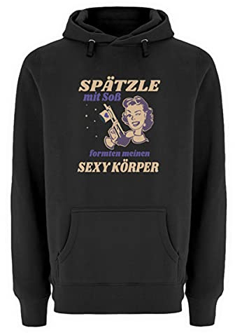 Spätzle avec sauce – Proverbes souabes – Cadeaux de souabe – Pull à capuche unisexe de qualité supérieure, Noir , XXXL