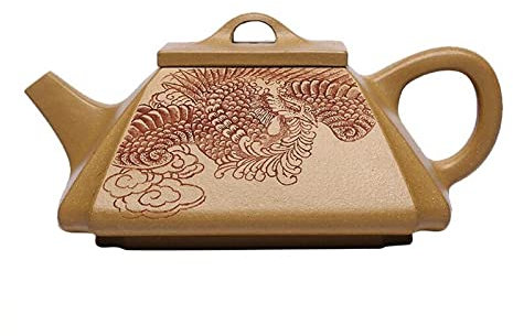 UDRJU Théière en INOX Service À Thé en Argile Dorée Yixing Zisha Square 180Ml