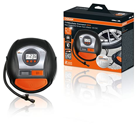 OSRAM TYREinflate Connect 650, compresor de neumáticos digital con parada automática y luz LED, compresor portátil de 12 V para neumáticos de automóviles