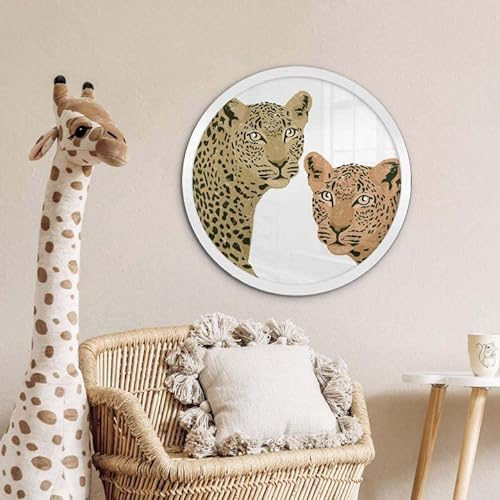 K&L Wall Art Runder Bilderrahmen aus Holz für Poster 50cm Ø MDF Holzrahmen modern Rund mit vormontierter Wandhalterung