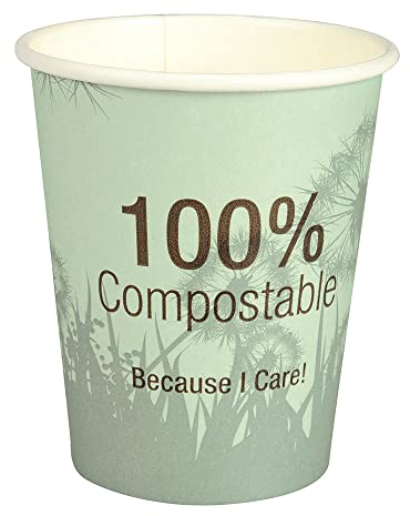 Abena Gastro - Vasos de papel desechables de 8 onzas para bebidas calientes, 100% compostables, tazas de café biodegradables para chocolate caliente, café, té, 50 unidades en un paquete