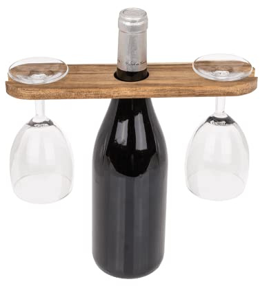der kleine Handwerker Wein Butler für 2 Gläser aus Akazienholz Glashalter für Weinflasche Picknick Geschenkidee