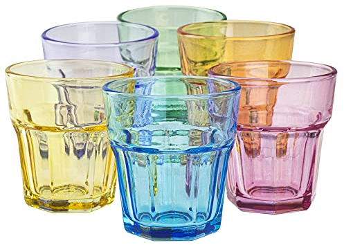 TREND FOR HOME 6 vasos de cóctel Juego de vasos de colores 280 ml Vasos de cristal para agua Vasos de colores para helados para batidos Vasos | Gigi Rainbow Blast
