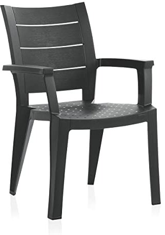 PEGANE Lot de 6 chaises de Jardin empilables en résine Coloris Gris - Longueur 59 x Profondeur 60 x Hauteur 90 cm