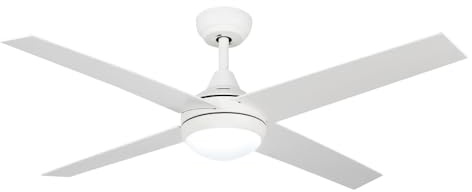 M mimotec - Ventilador de Techo con luz Led Minimal Blanco 55W, mando a Distancia, Bajo consumo, motor DC 27W+Luz Led 18W, 6 velocidades,Silencioso,4 Aspas, invierno-verano, temporizador.