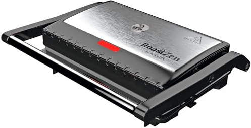 Juanita® Sandwicheras 750W, tostadora horizontal RoastZen 1 con revestimiento antiadherente, parrilla eléctrica con sensor de temperatura automático, asa de tacto frío, sensor sobrecalentamiento