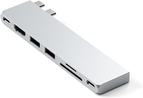 USB-C Hub Multiport Adapter Pro Slim, Dongle 7-en-1 pour Macbook Pro/Air M2 avec Port USB4, Résolution HDMI 4K, USB 3.2 Gen 2, Lecteur de Carte SD/TF et USB-C PD de 100W (Argent)