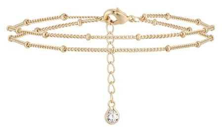 Jenosy 14K Vergoldet Armband Damen Gold Verstellbare Schichtung Ovales Verstellbar Anhänger Armband für Frauen Mädchen Schmuck