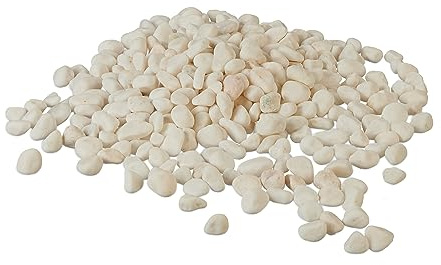 Relaxdays Marmorkies, 15 kg, Dekosteine, 5-15mm, Kieselsteine, Gartenkiesel, Beet, Blumentopf, Grab, Zierkies, weiß
