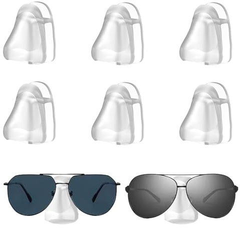 HNLMZ Glasögonhållare vägg, 6 stycken självhäftande väggmonterad glasögonhållare, solglasögon glasögonställ, glasögonförvaring arrangör för upphängning och presentation av glas (transparent)