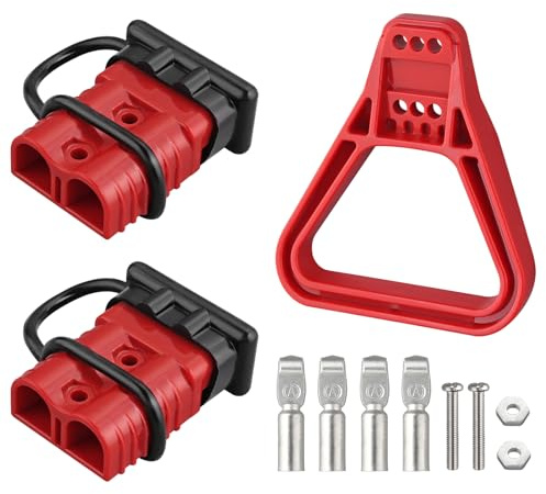 eSynic 2PZ Connettore Spina per Anderson 175A 600V 1/0AWG con 4 Terminali e Cappuccio Antipolveri, 2x Connettore Batteria per Anderson AC/DC Applicazioni Alimentazione di Auto Roulette - Rosso