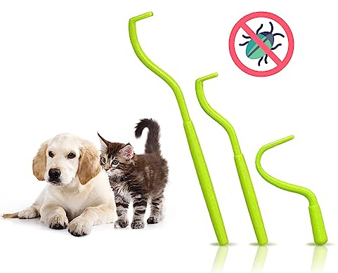adam & eesa 3 Pcs Tick Remover Tool for Cats Dogs & Horses - Quick Safe And Painless Tick Removal - 3 Different Sizes Strong Smooth Elimination for Pets (Green)
