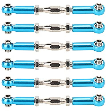 6Pcs Rc Car Push Rod,Adjustable Servo Links Tie Rod Aluminum Alloy Turnbuckle Rod Linkage Set Screw Buckle Linkage Accessories Rc Car Upgrade Parts for Rc Hobby Car Model (Blue)