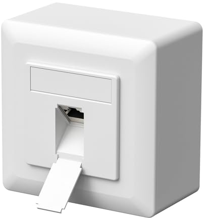 FGB Universal Netzwerkdose CAT6a, 1 Port Aufputz/Unterputz, Weiß | Geschirmt, 10-Gigabit-Ethernet, RJ45 Datendose, EIA/TIA 568A&B, LAN Netzwerkdose geeignet für Verlegekabel