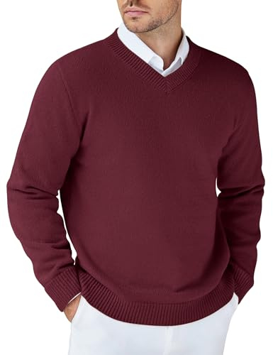 COOFANDY Pull Homme Col V Pullover d'hiver Épais Tricoté Manches Longues Sweat Homme Regular Fit